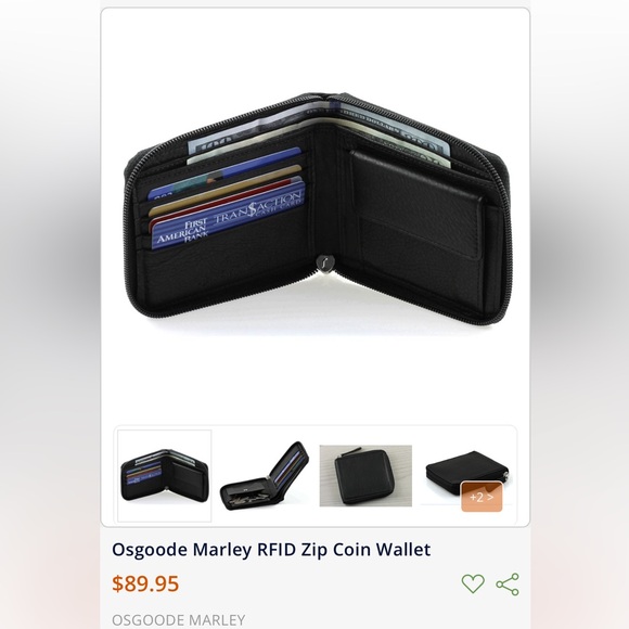 Osgoode Marley Zippered Bifold Wallet. Black Cashmere Leather. EUC. - Picture 15 of 16